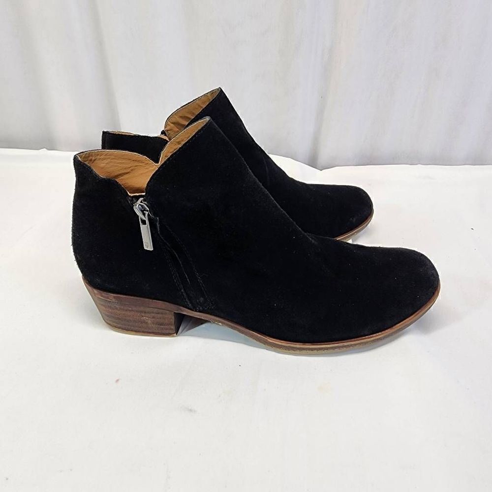 Lucky Brand Barough Black Suede Ankle Booties Size 9.5 - Picture 5 of 9